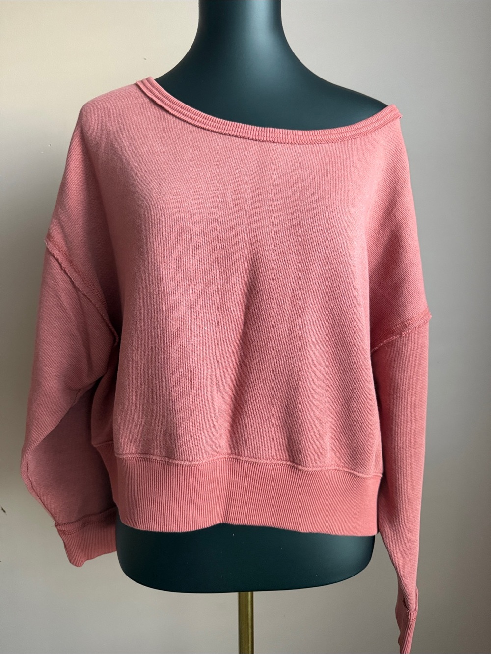 American Eagle Outfitters coral Off-the-Shoulder Sweater